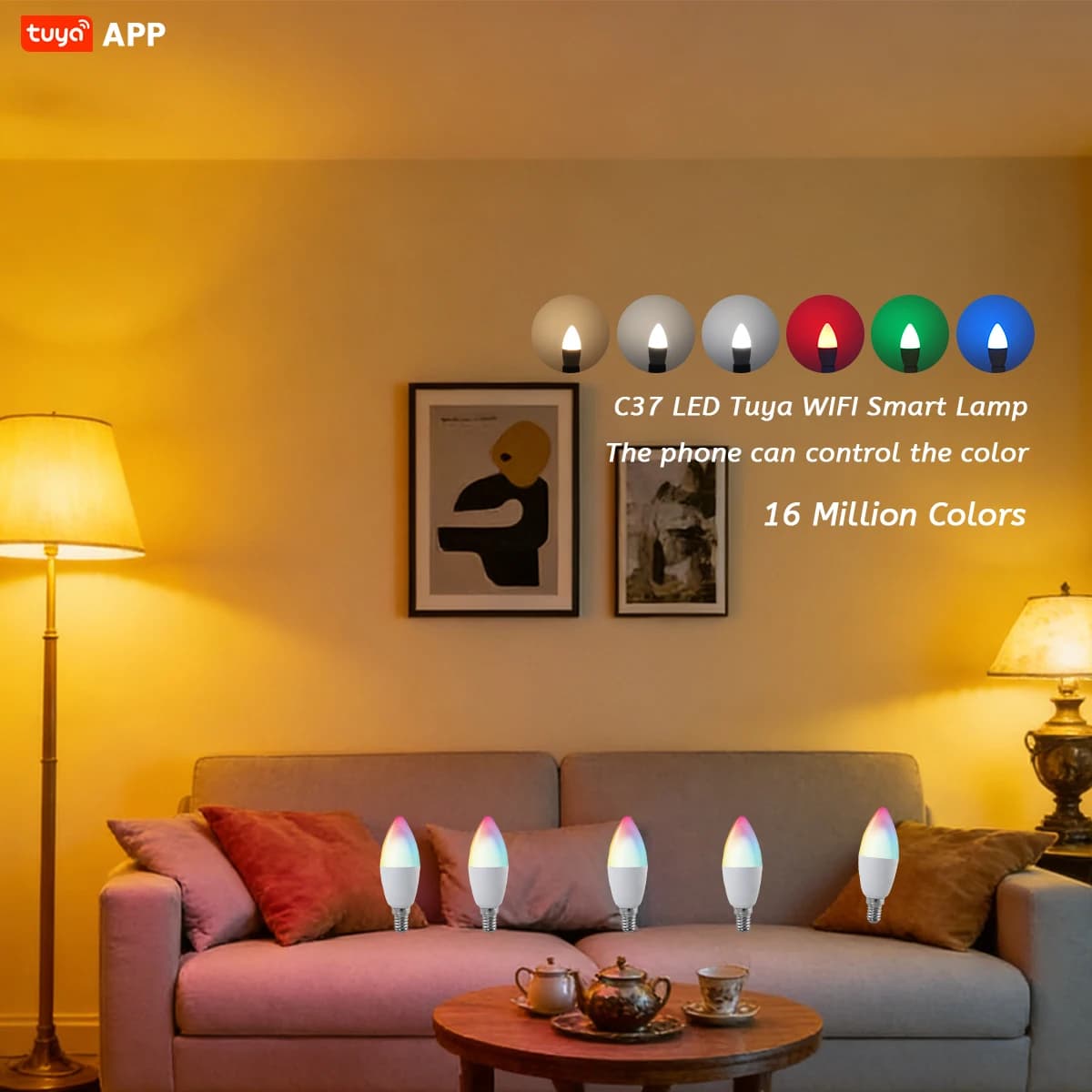 Tuya Smart LED Candle Lamps - RGB Bulb E14