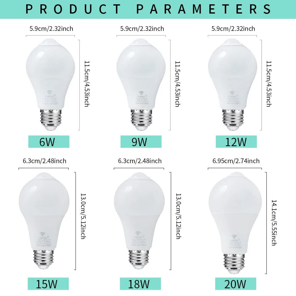 LED E27 Radar Motion Sensor Light Bulb 4PCS Set - image 2