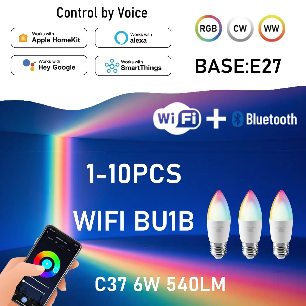 Tuya WiFi Smart Bulb - E27 Bluetooth LED Lamp