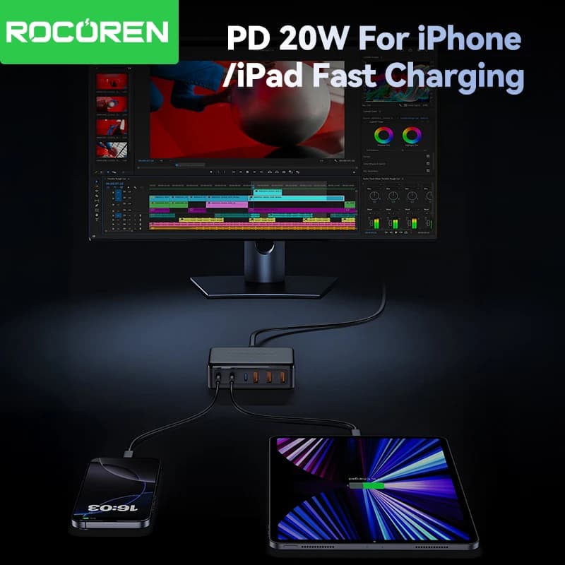 Rocoren 100W 6-Port GaN Desktop Charger Power Station - image 4
