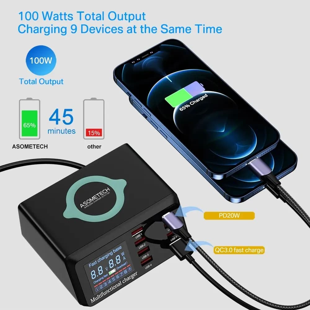 100W 8 Ports USB Charger Station - image 2