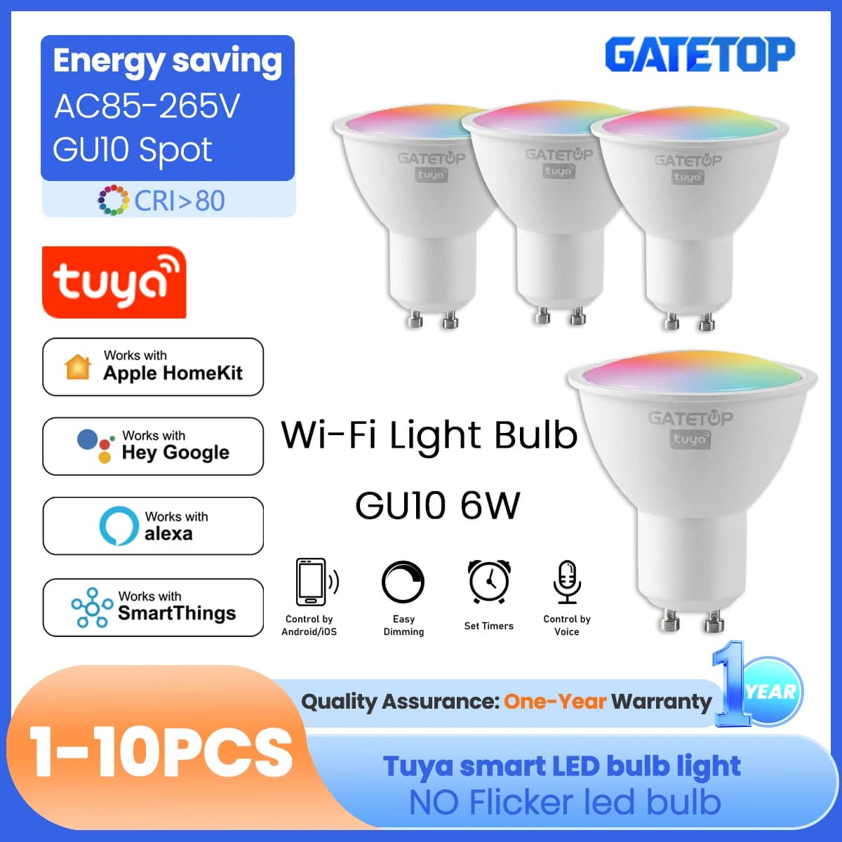 Tuya WiFi GU10 LED Spotlight Smart Light Bulb