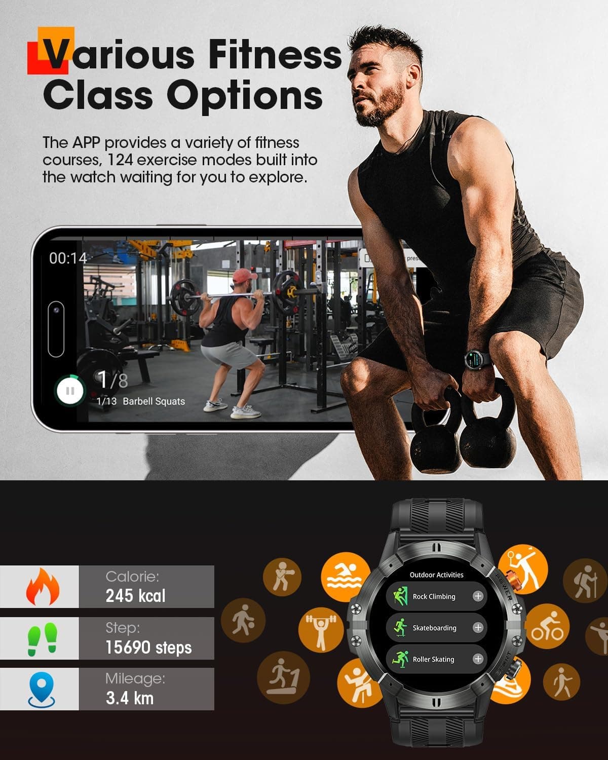 DEKELIFE Military Style Smart Watch with Fitness Tracking - image 3