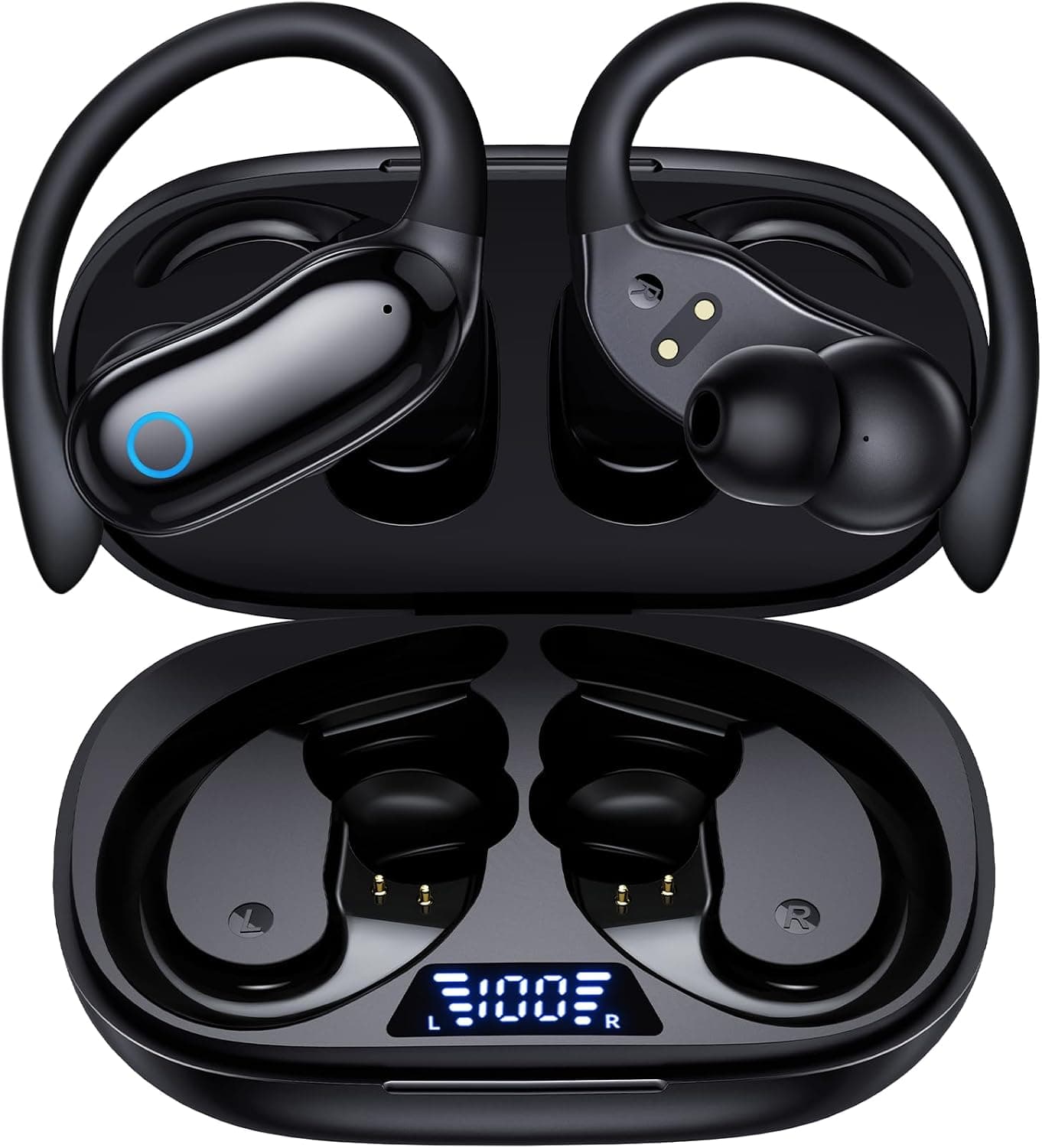 GNMN V7 ANC Wireless Earbuds with Earhooks and Charging Case