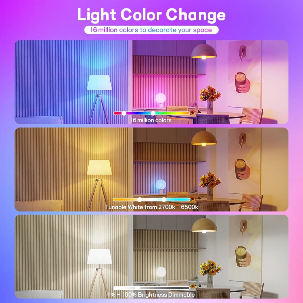 NINFULL Smart Light Bulbs RGB E27 GU10 Led Bulb - image 2