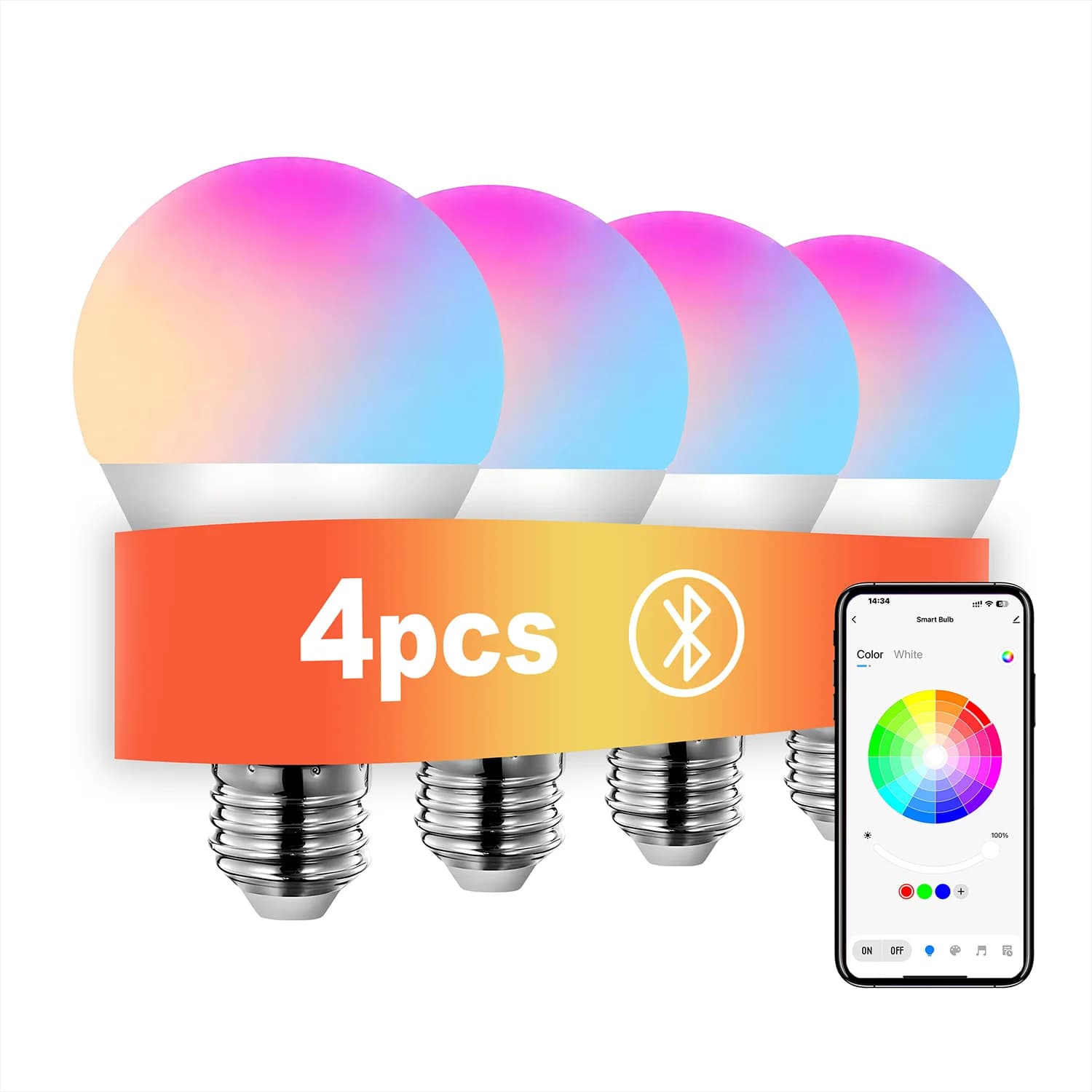 Smart RGBCW LED Bulb 4pcs Set