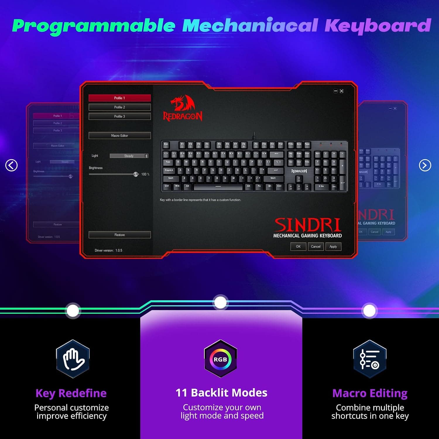 Redragon K671 Wired Mechanical Gaming Keyboard with Red Switches - image 4