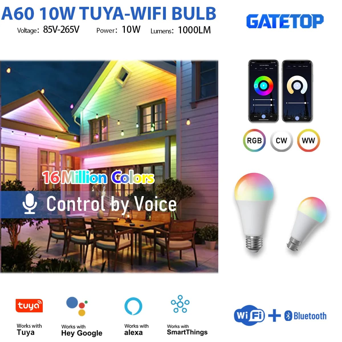 RGB Smart LED Bulb E27 B22 by Tuya