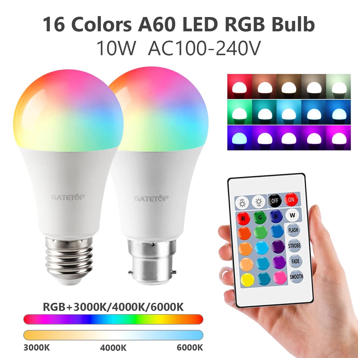 RGB Dimmable Bulbs E27 B22 Smart Lights