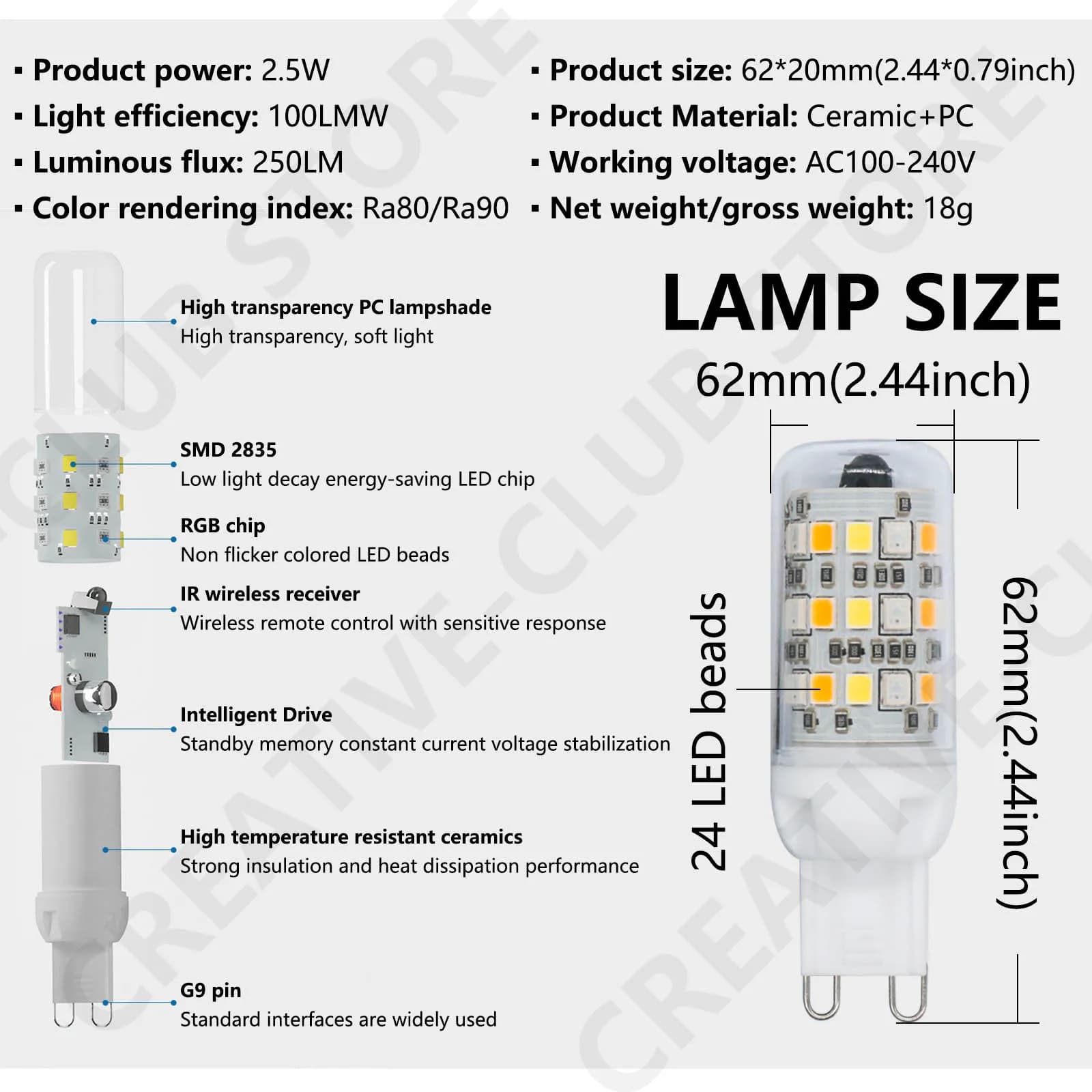 G9 Dimmable LED Bulb with IR Remote Control - image 2