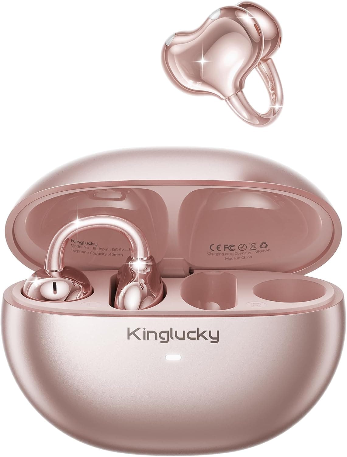 Kinglucky Clip-On Open-Ear Bluetooth Earbuds for Small Ears