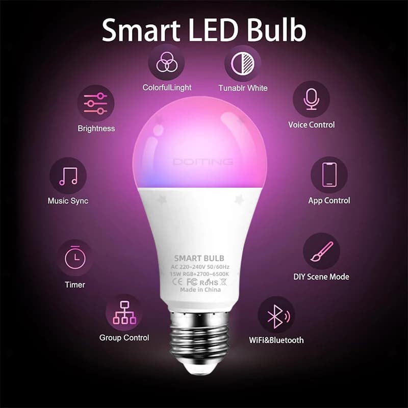 E27 WiFi Smart Dimmable Bulb RGBCW LED Light - image 2