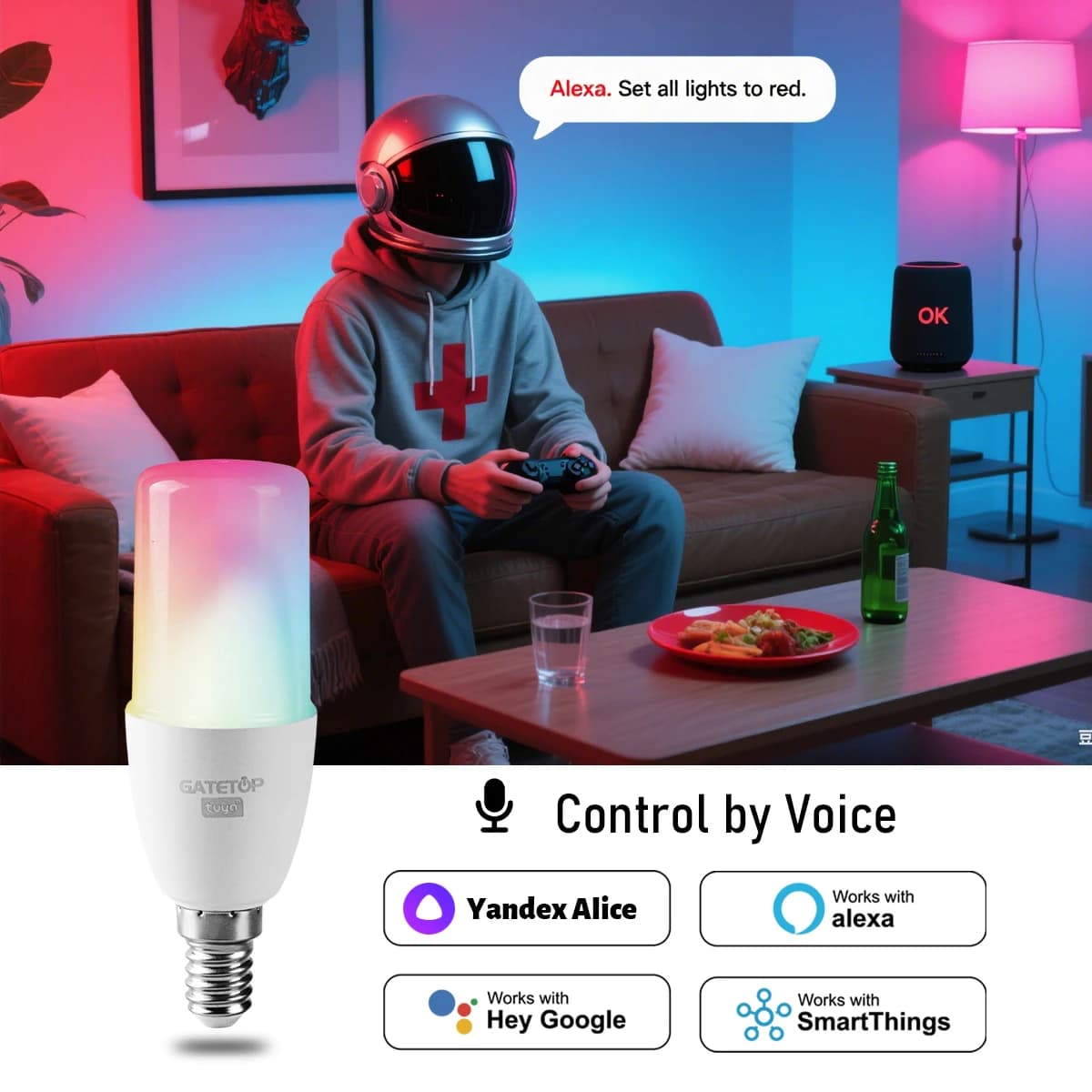 T37 E14 Smart Wifi LED Bulb Light - image 5