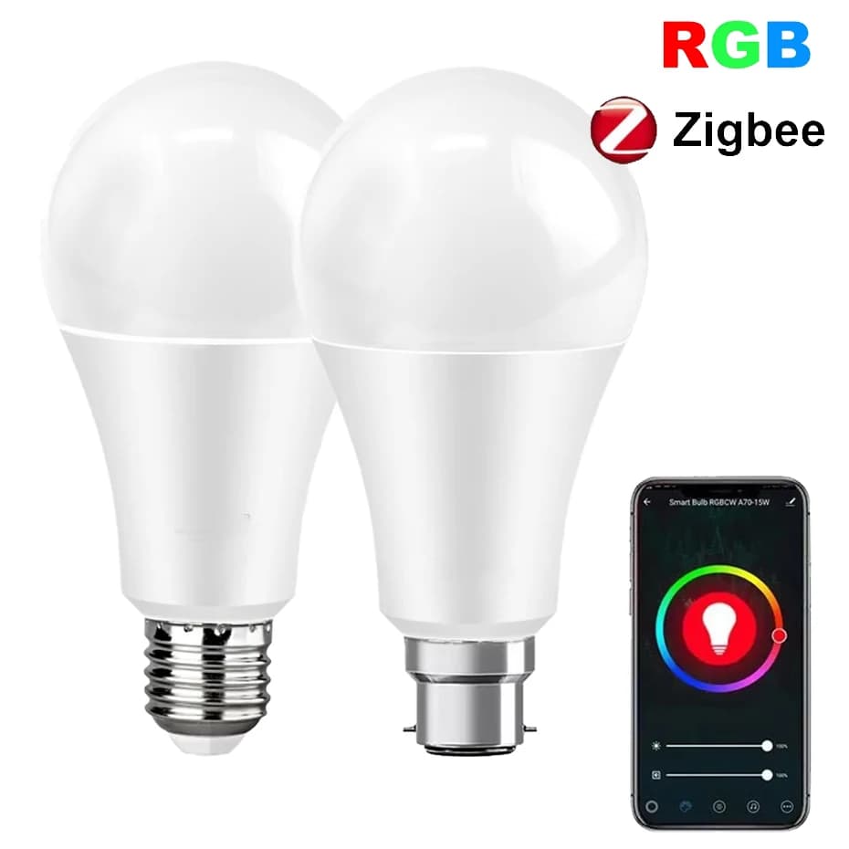 Smart Zigbee LED Light Bulb E27 B22 15W RGBW