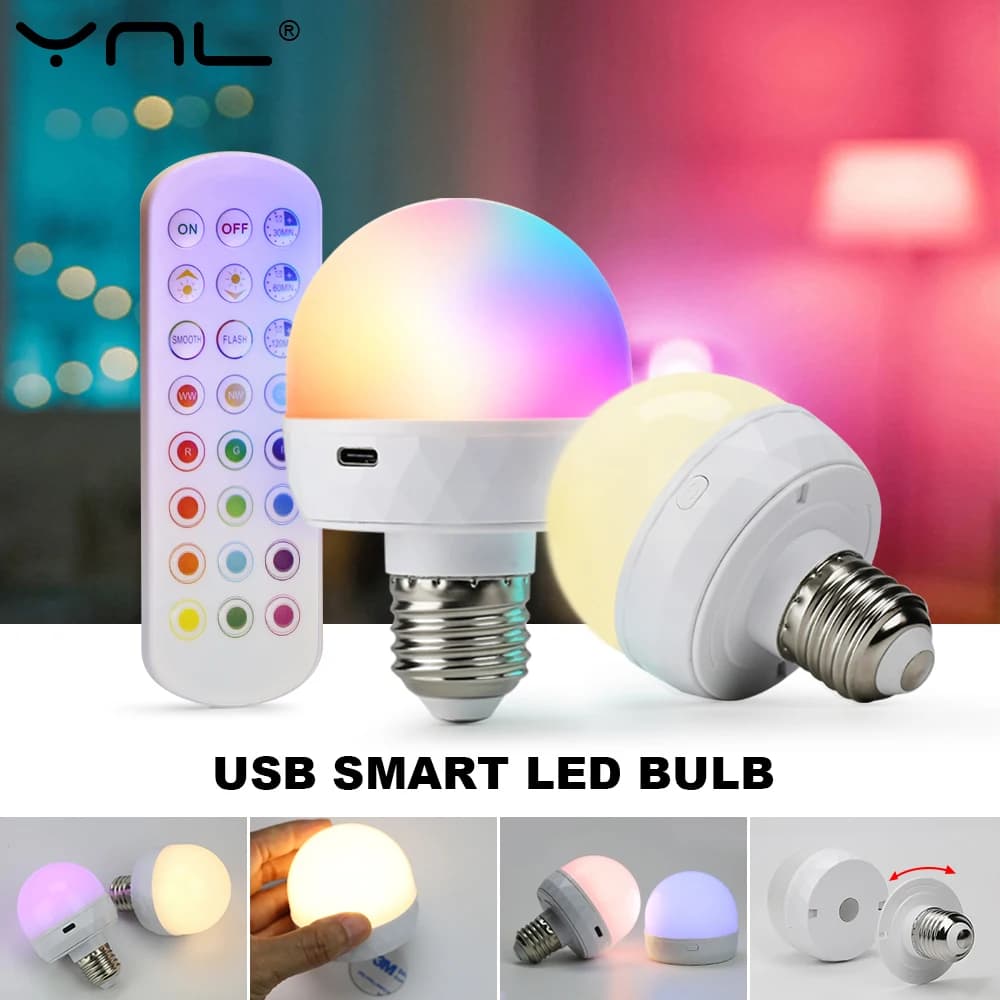 RGB LED Light Bulb USB Smart Remote Control
