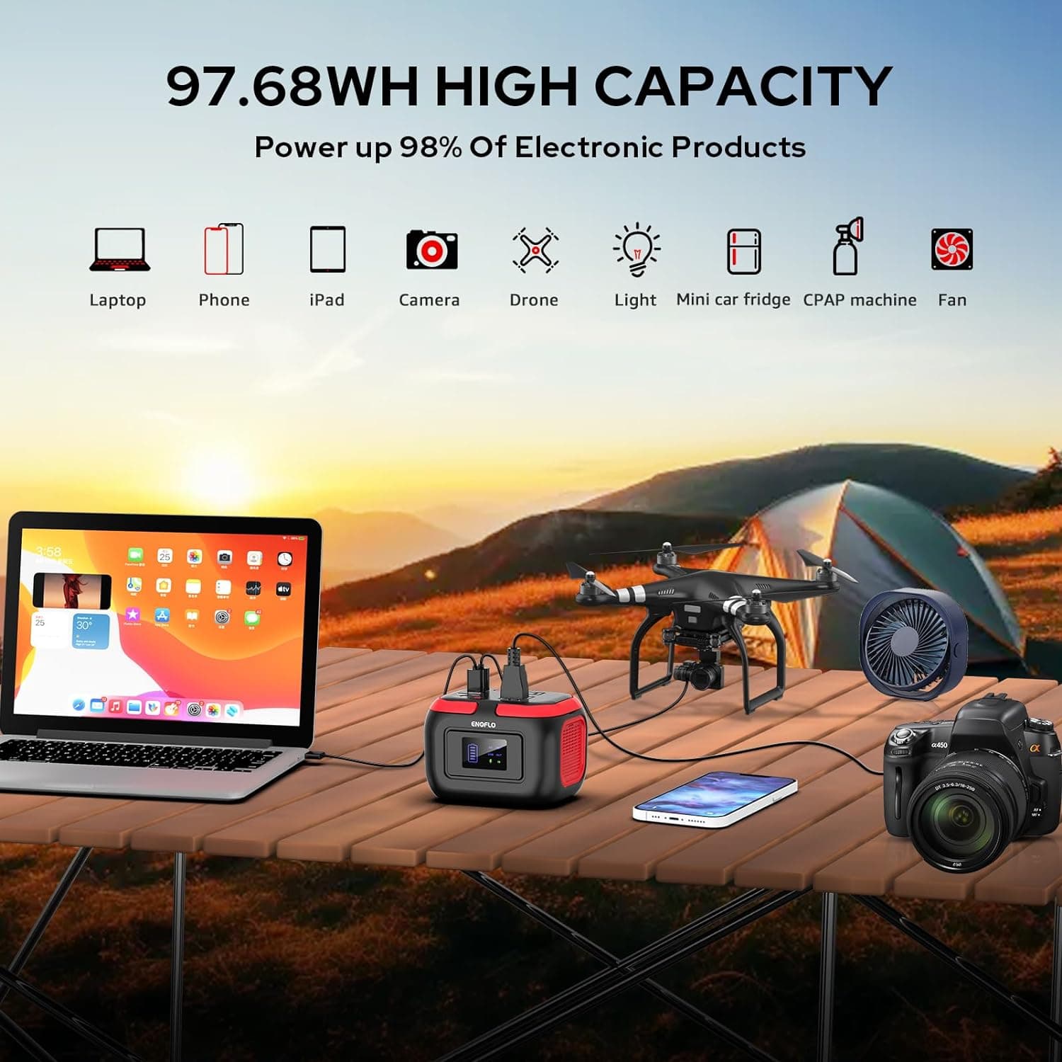 ENOFLO 97Wh Portable Power Station with 120W AC Outlet - image 2