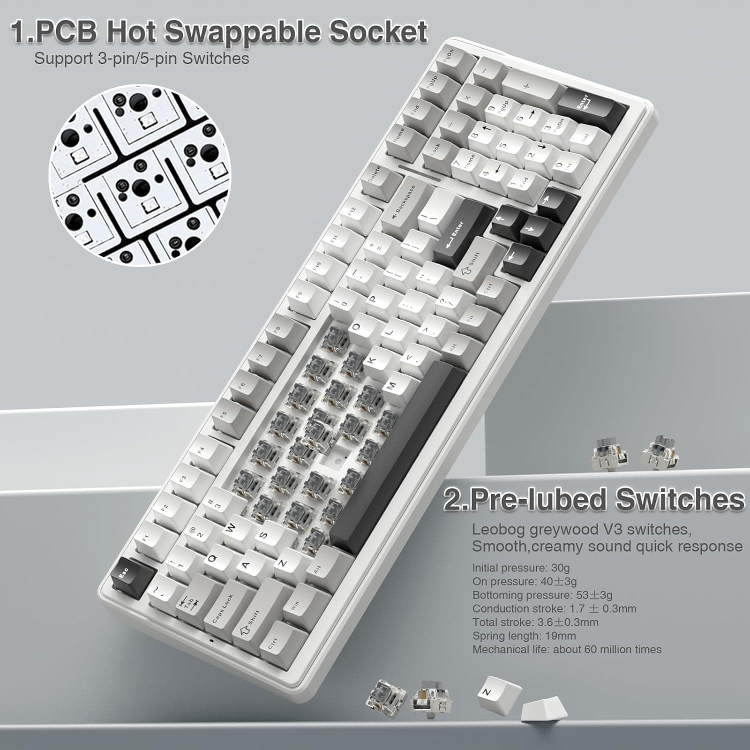 AULA F99 tri-mode wireless mechanical keyboard with 96% layout - image 5