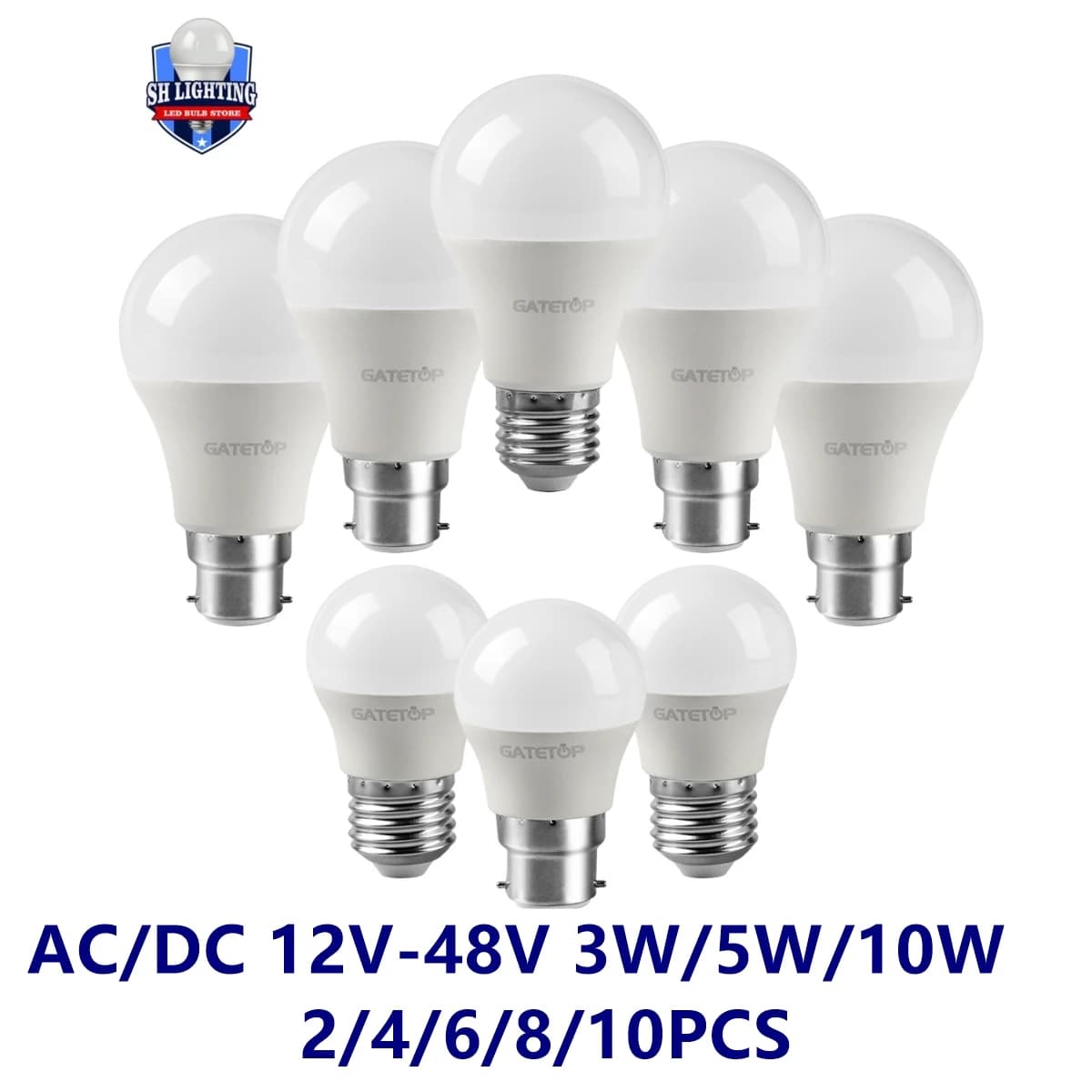LED low-voltage bulb E27 B22 10W for solar lights