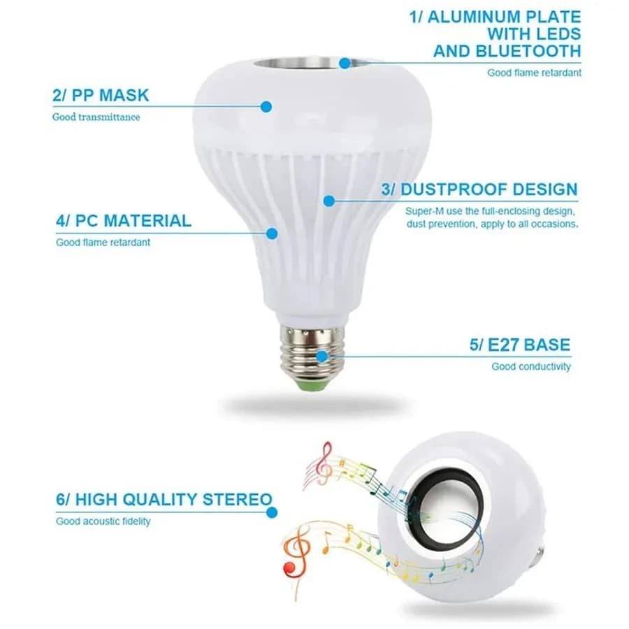 RGB Smart Bluetooth Speaker Music Bulb - image 4