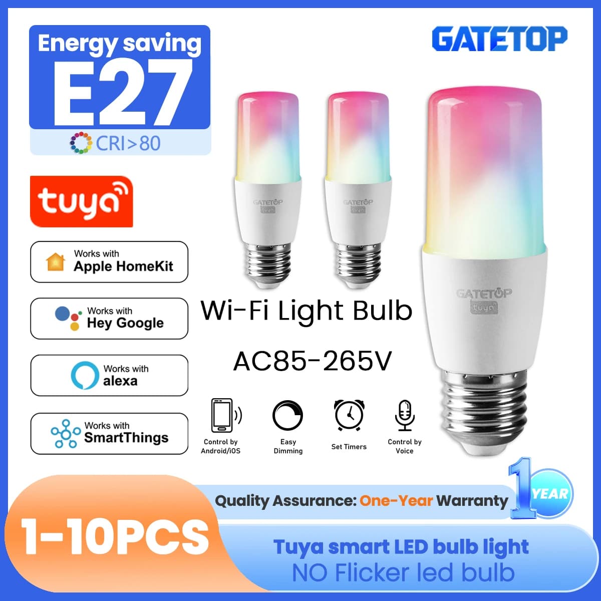 Tuya E27 Smart Light Bulb - WiFi 6W RGBCW