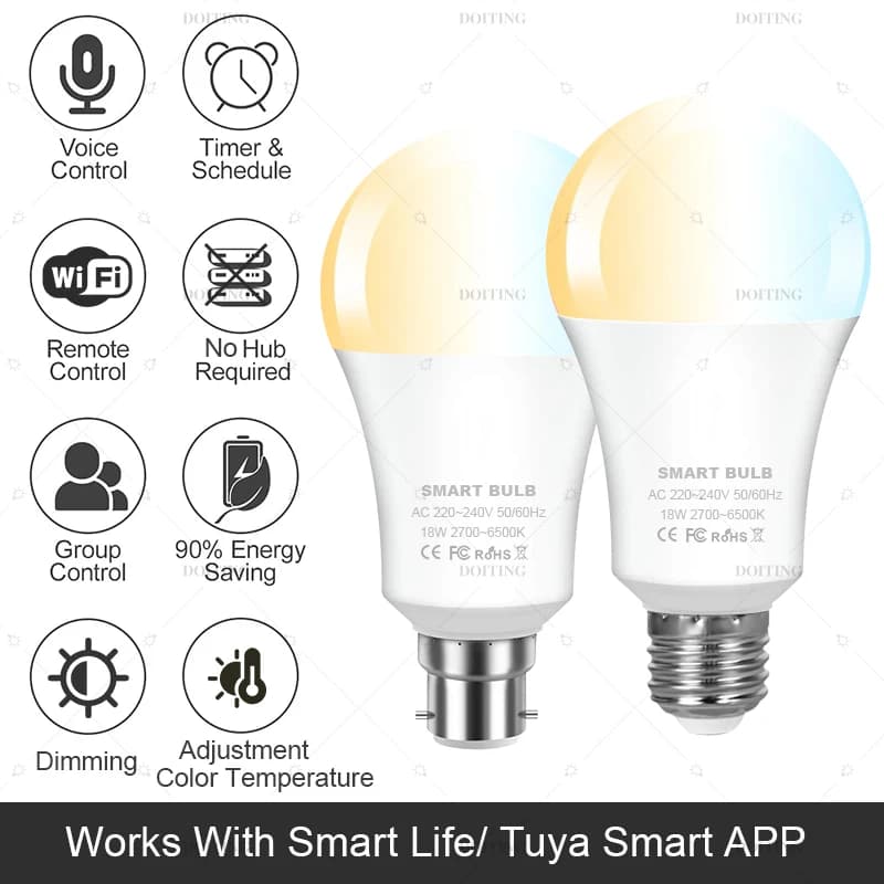 Tuya Smart LED Bulb E27 B22 WiFi Voice Control - image 2